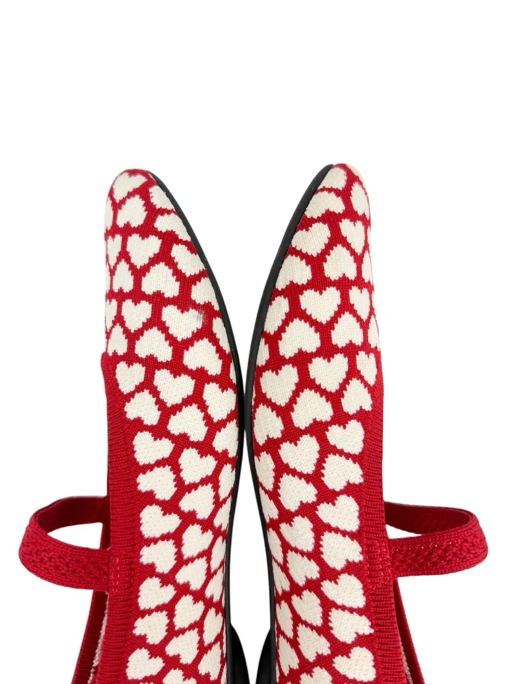 Vivaia Tamia Adaptall Almond Toe Mary Jane Flats Romantic Red Hearts Size 40/ 9